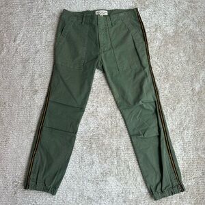 Nili Lotan Olive Green French Military Pants with Side Stripes, Size 2.